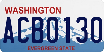 WA license plate ACB0130