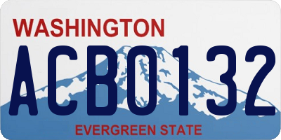 WA license plate ACB0132