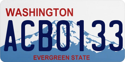 WA license plate ACB0133