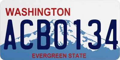 WA license plate ACB0134