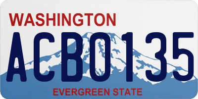 WA license plate ACB0135