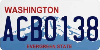 WA license plate ACB0138