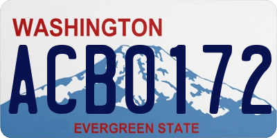 WA license plate ACB0172