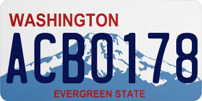 WA license plate ACB0178