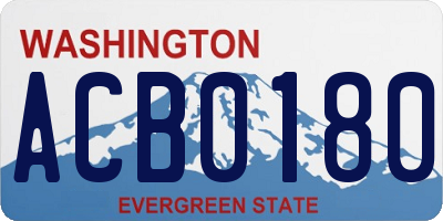 WA license plate ACB0180