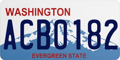 WA license plate ACB0182
