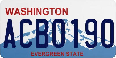 WA license plate ACB0190