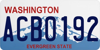 WA license plate ACB0192