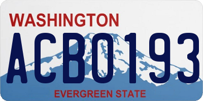 WA license plate ACB0193