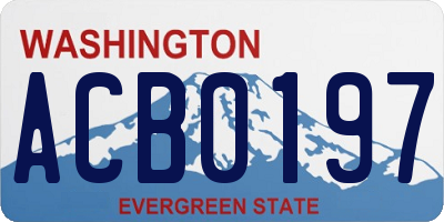 WA license plate ACB0197