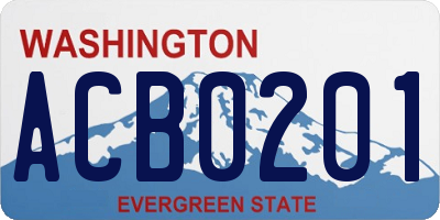 WA license plate ACB0201
