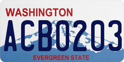 WA license plate ACB0203
