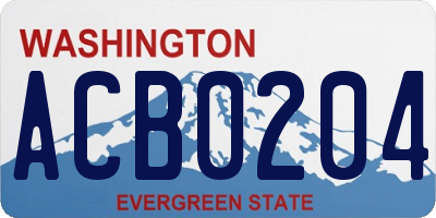 WA license plate ACB0204
