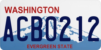 WA license plate ACB0212