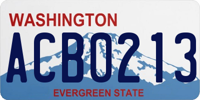 WA license plate ACB0213