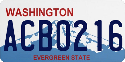 WA license plate ACB0216