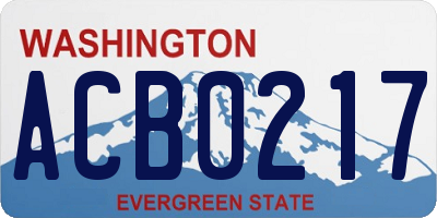 WA license plate ACB0217