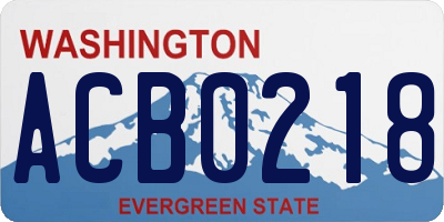WA license plate ACB0218