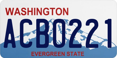 WA license plate ACB0221