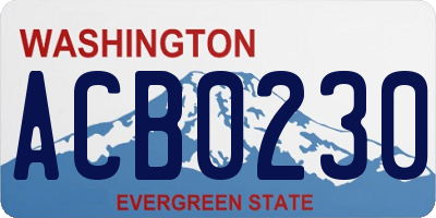 WA license plate ACB0230