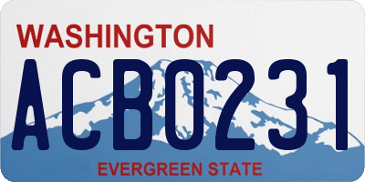 WA license plate ACB0231