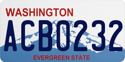 WA license plate ACB0232