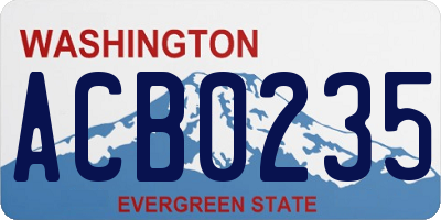 WA license plate ACB0235