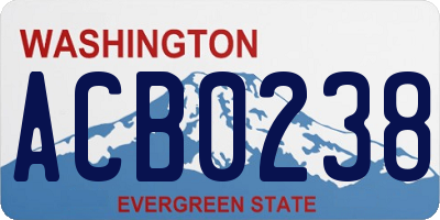 WA license plate ACB0238