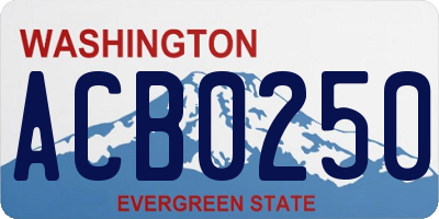 WA license plate ACB0250