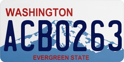 WA license plate ACB0263