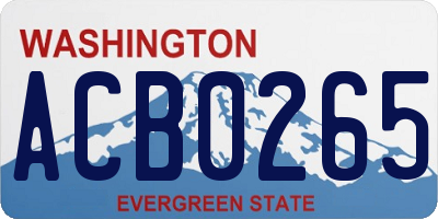 WA license plate ACB0265