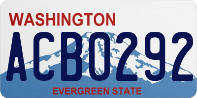 WA license plate ACB0292