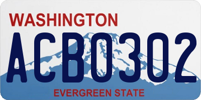 WA license plate ACB0302