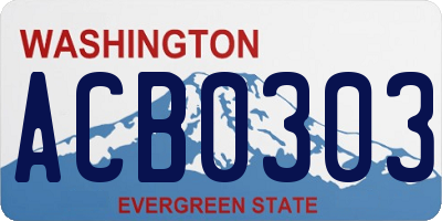 WA license plate ACB0303