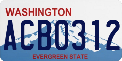 WA license plate ACB0312