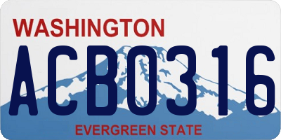 WA license plate ACB0316