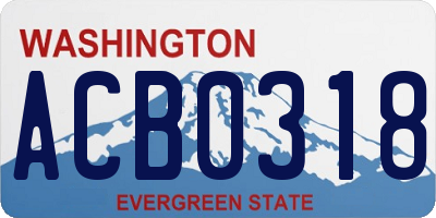 WA license plate ACB0318