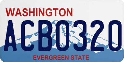WA license plate ACB0320