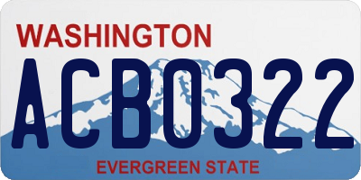 WA license plate ACB0322