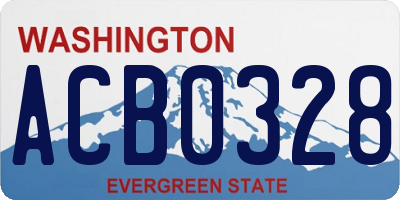 WA license plate ACB0328