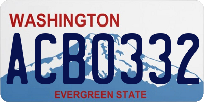 WA license plate ACB0332