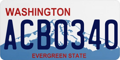 WA license plate ACB0340