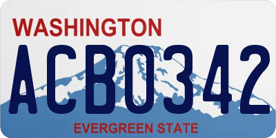 WA license plate ACB0342