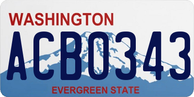 WA license plate ACB0343