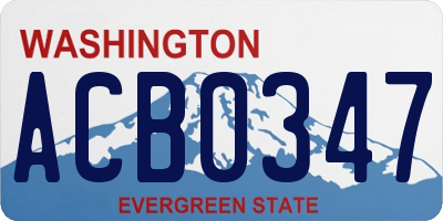 WA license plate ACB0347