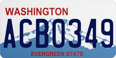 WA license plate ACB0349