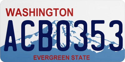 WA license plate ACB0353