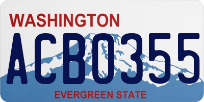 WA license plate ACB0355