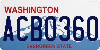 WA license plate ACB0360