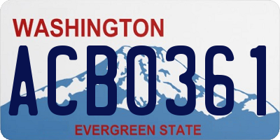 WA license plate ACB0361